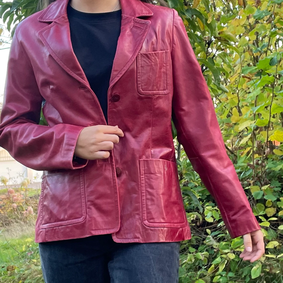 Röd skinnjacka - 90