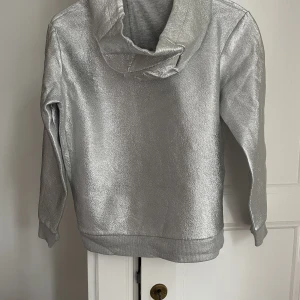 Silvrig hoodie - Silvrig hoodie från Karl Lagerfeld i storlek s. Tyvärr kommer inte den till användning för mig längre men den är riktigt snygg och i fint skick:)