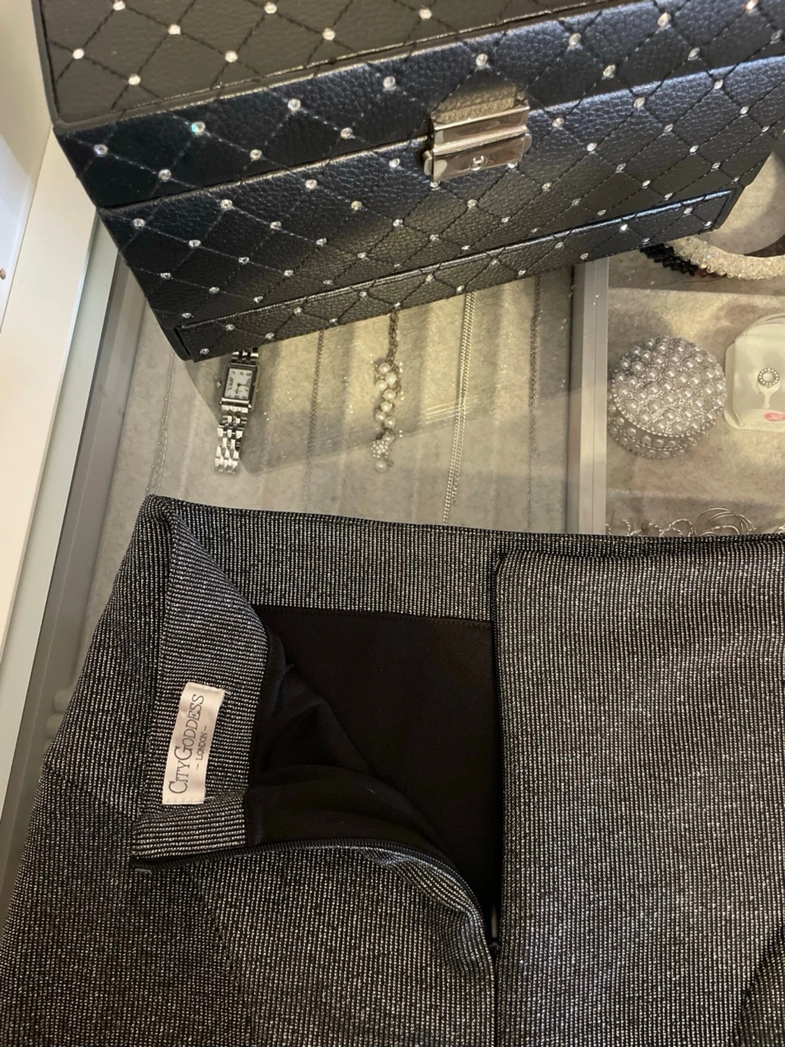 Glittrig silver kjol - 4