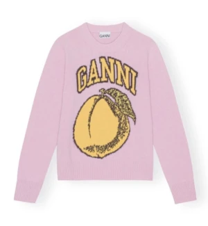 Stickad tröja ganni - Så cool stickad tröja med tryck från ganni