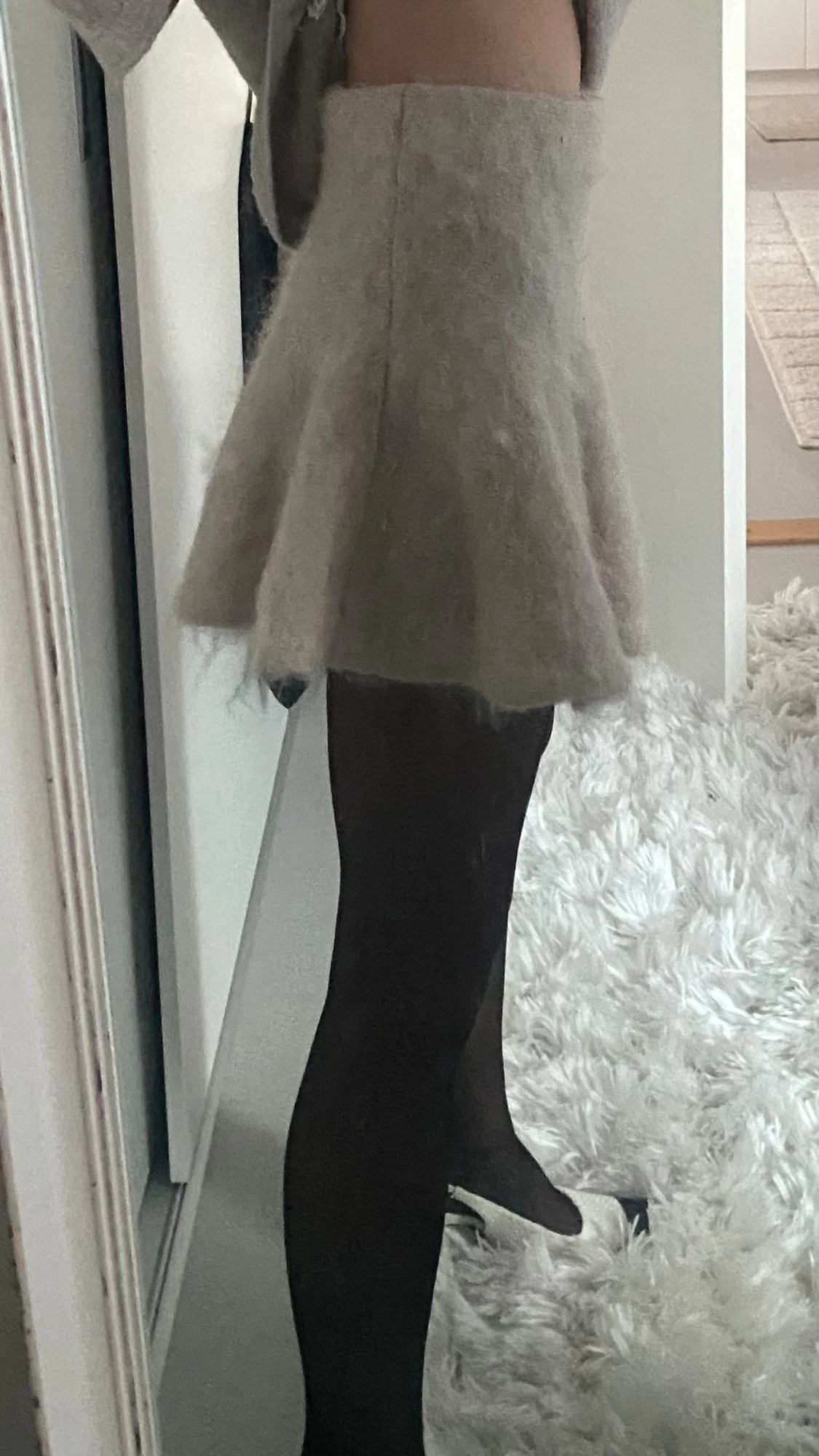 Beige trendig Ull/Mohair kjol XS - 3