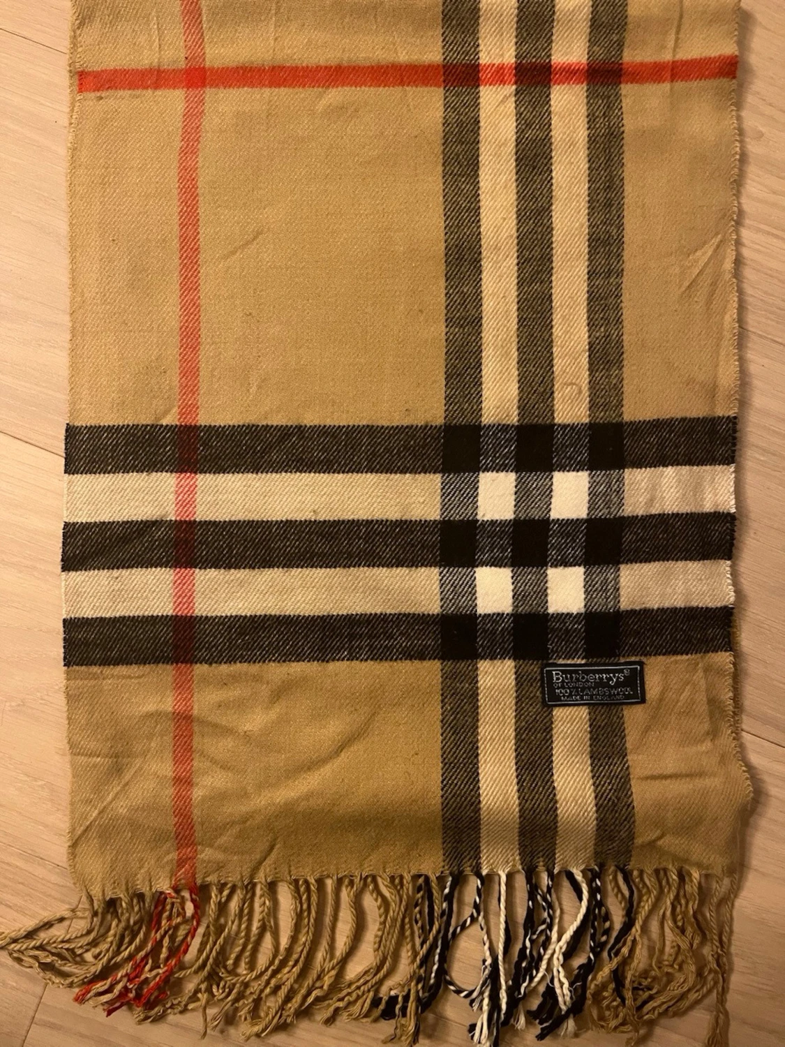 Rutig beige Burberrys väst i ull