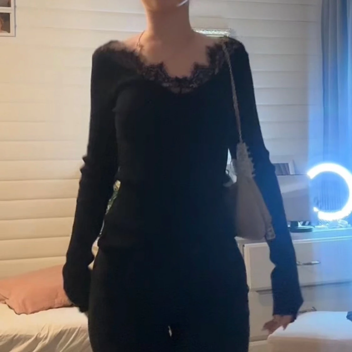 Svart långärmad topp med spets