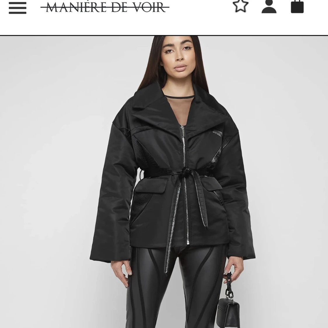 Svart belted blazer jacket