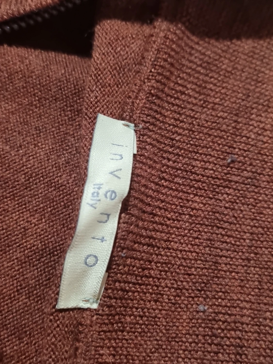 Brun merinoulltröja med half zip - 2