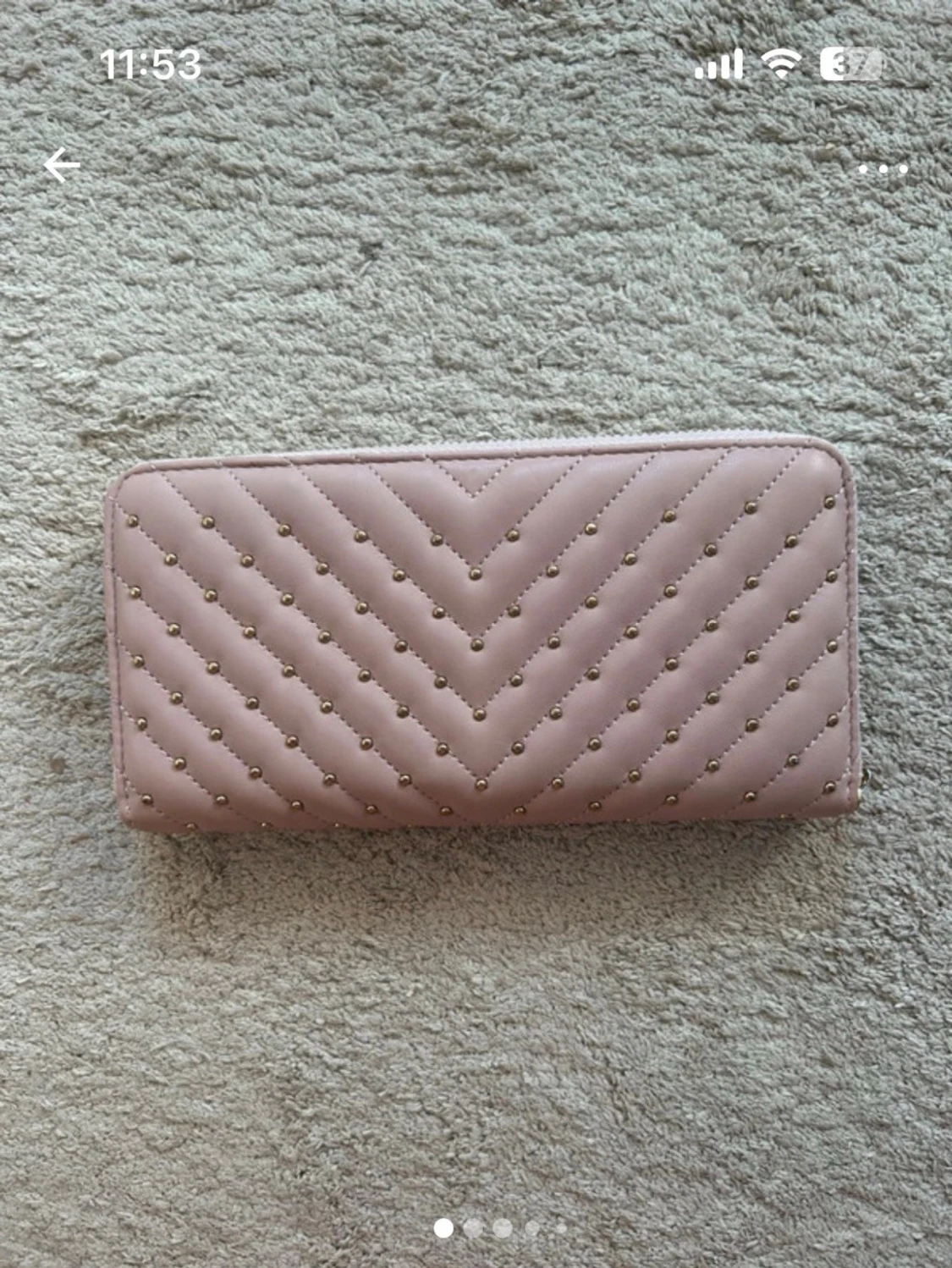 Rosa quiltad plånbok med dragkedja