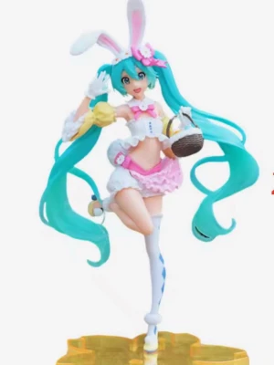Hatsune miku anime figur med kaninöron - Bilden visar en animefigur med långt turkost hår, kaninöron. Den är inte officiell och kom utan box. 