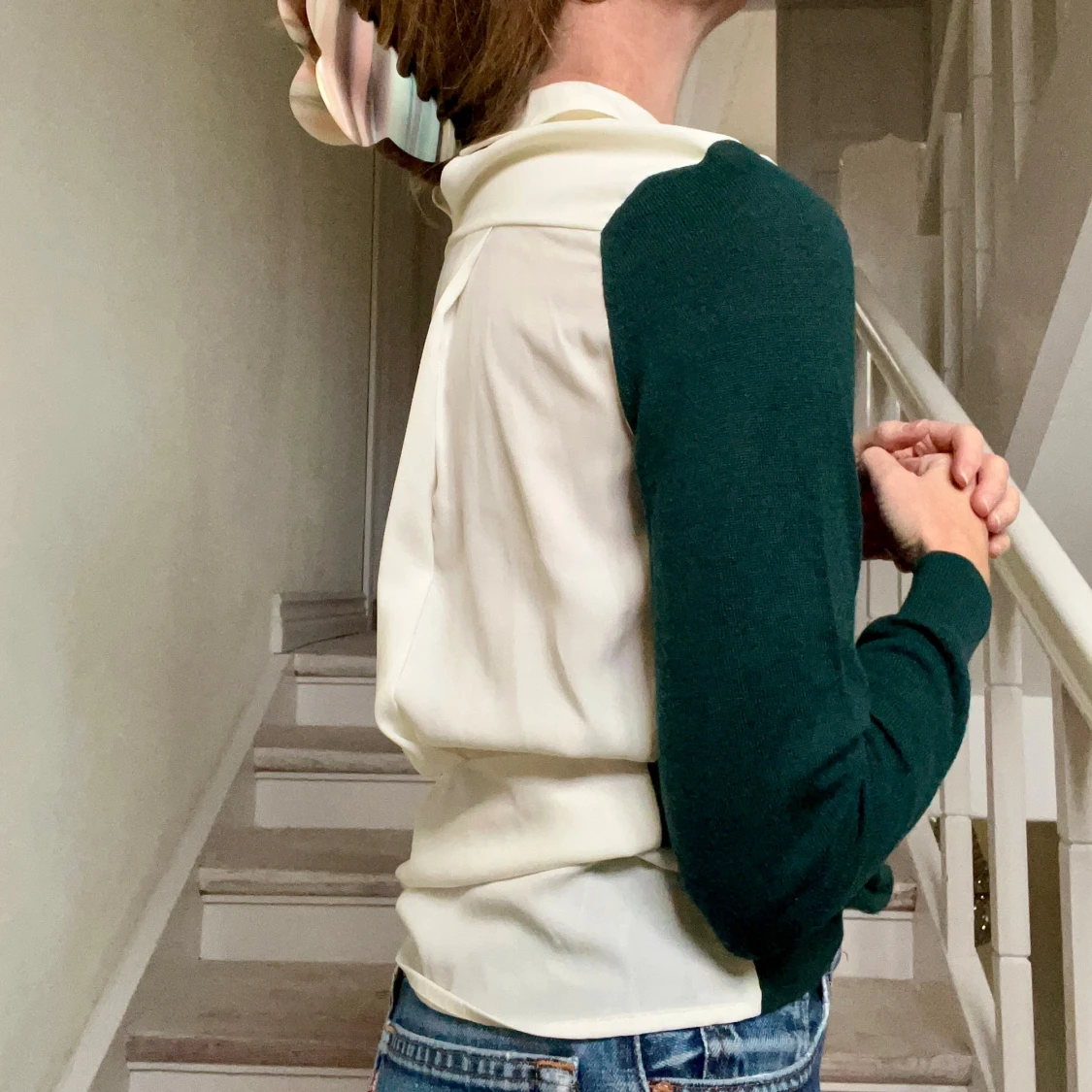 Grön tröja med vit krage från H&M - 3