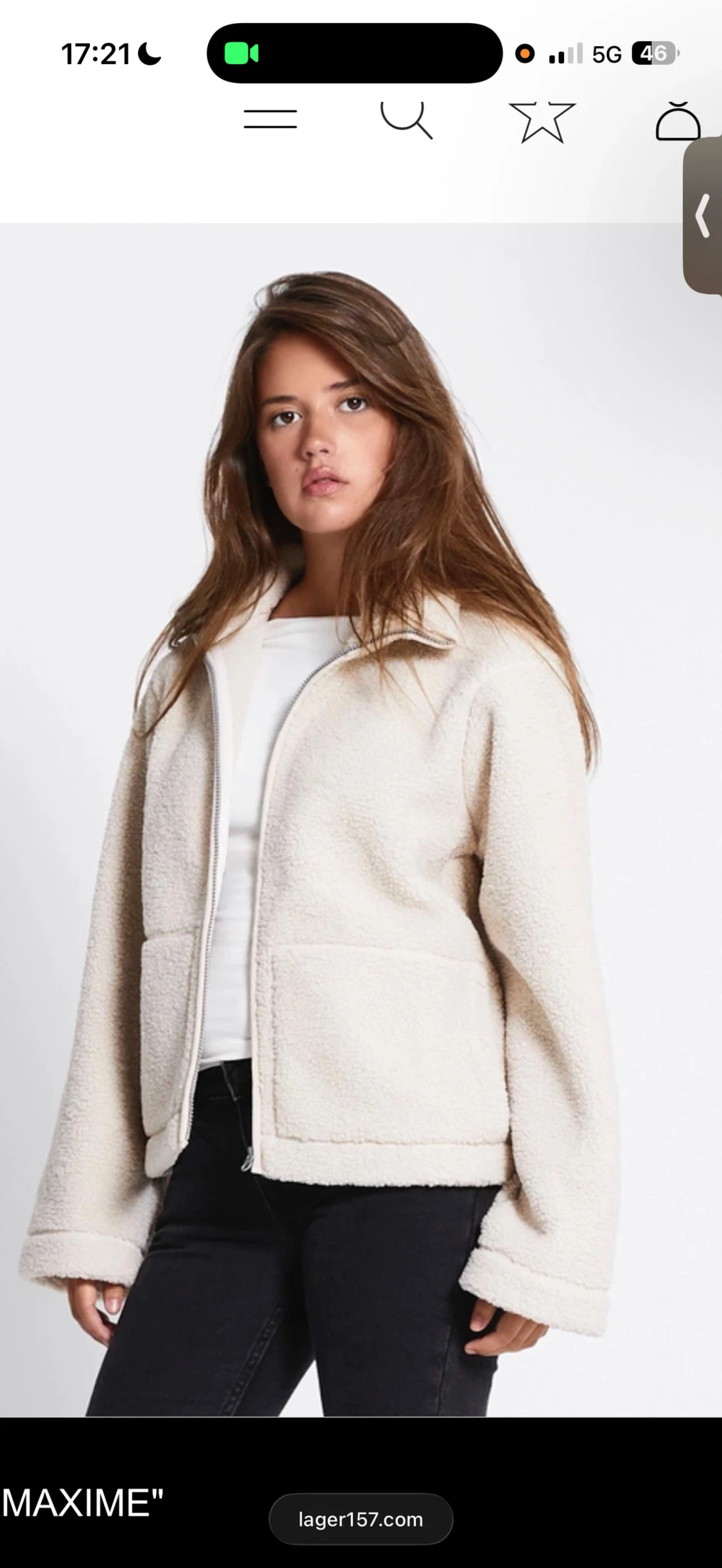 Beige teddyjacka med dragkedja