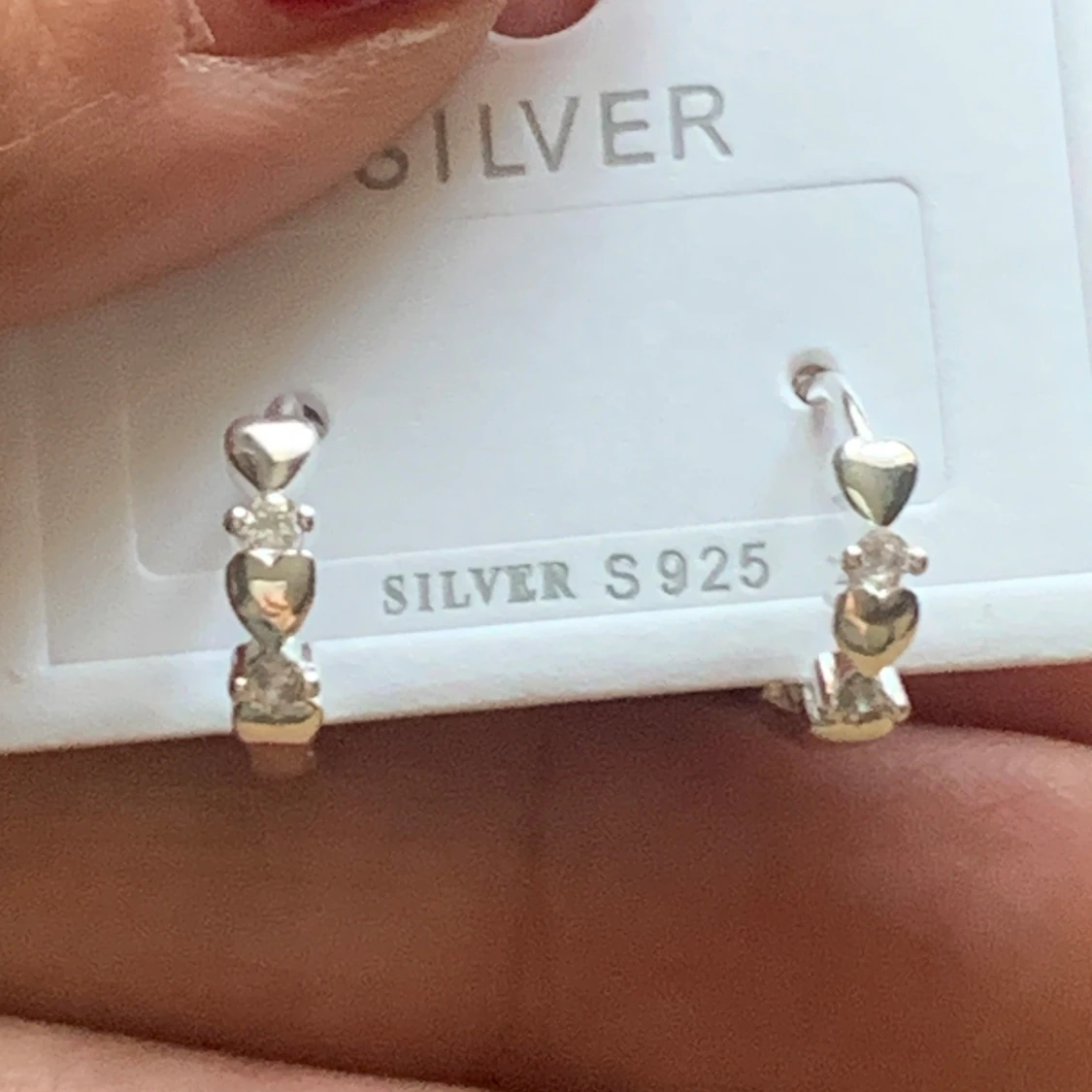 S925 silverörhängen med hjärtan - 1