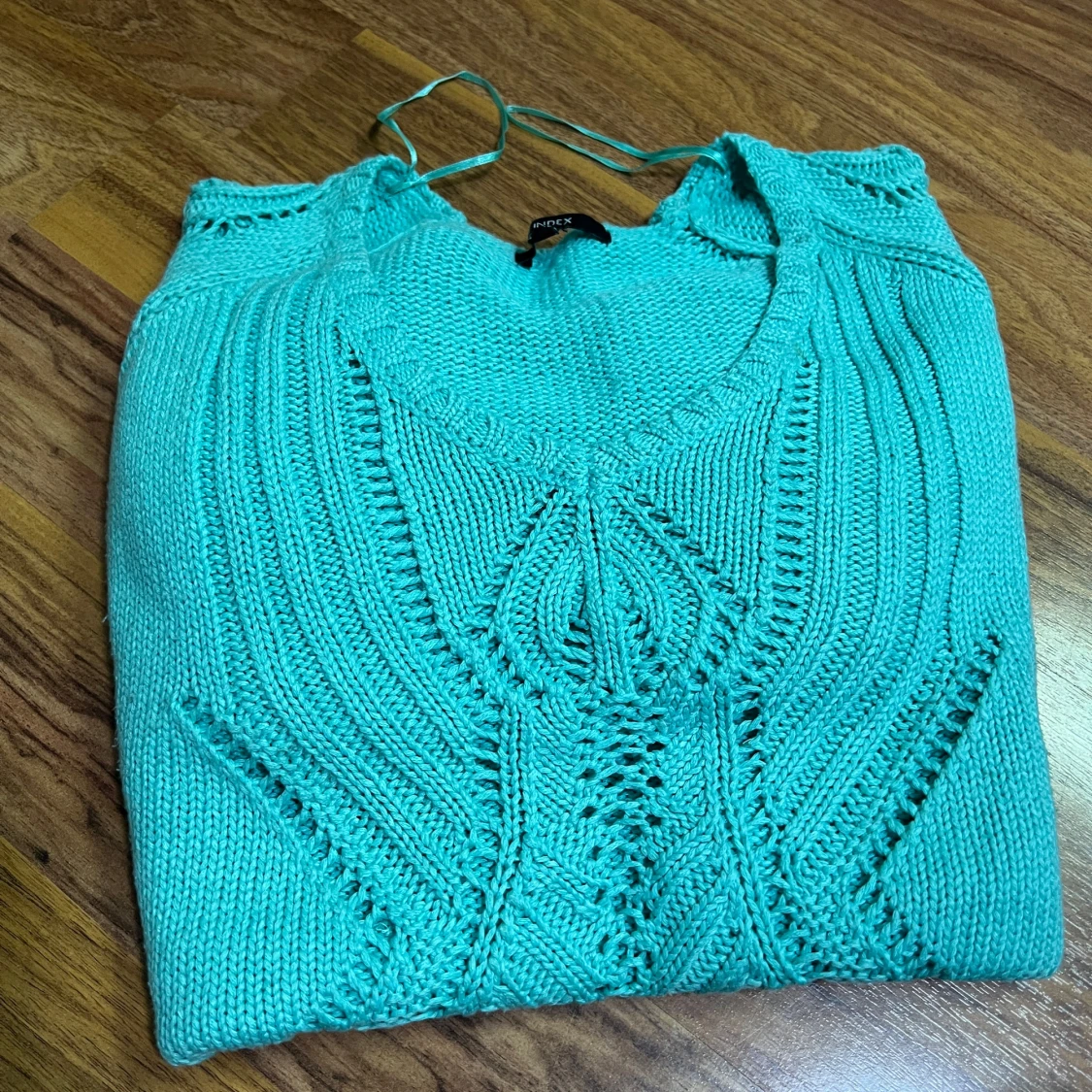 Turkos stickad tröja från Lindex XL - 1