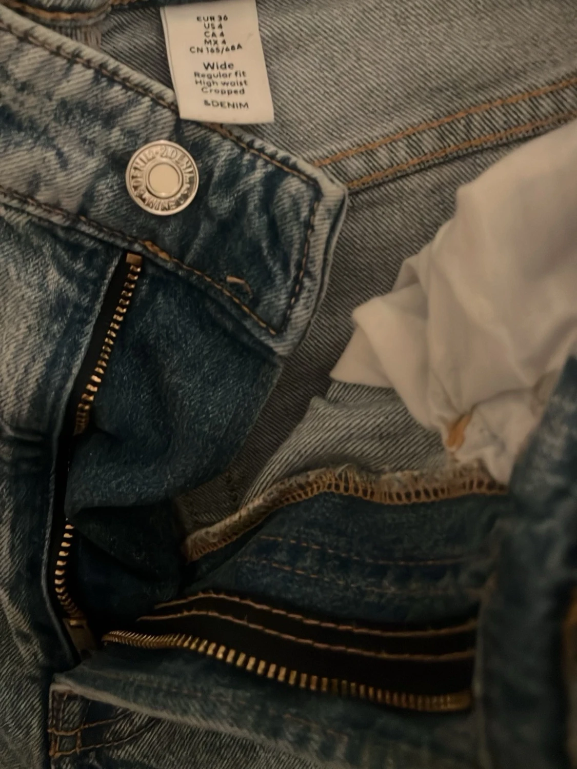 Blå croppade wide jeans från H&M - 2