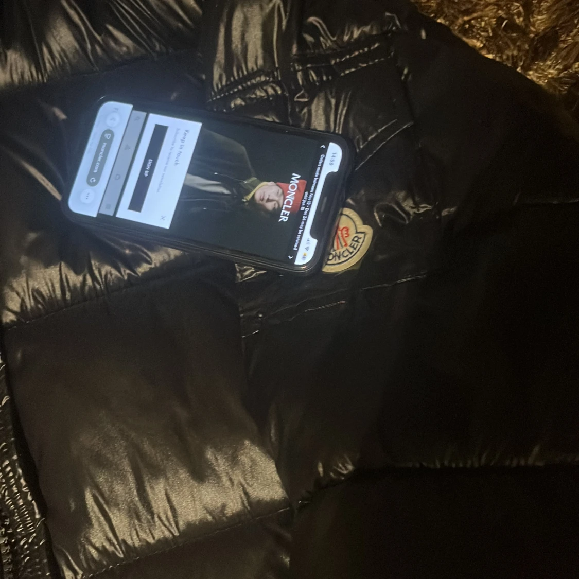 Svart Moncler pufferjacka med huva - 2