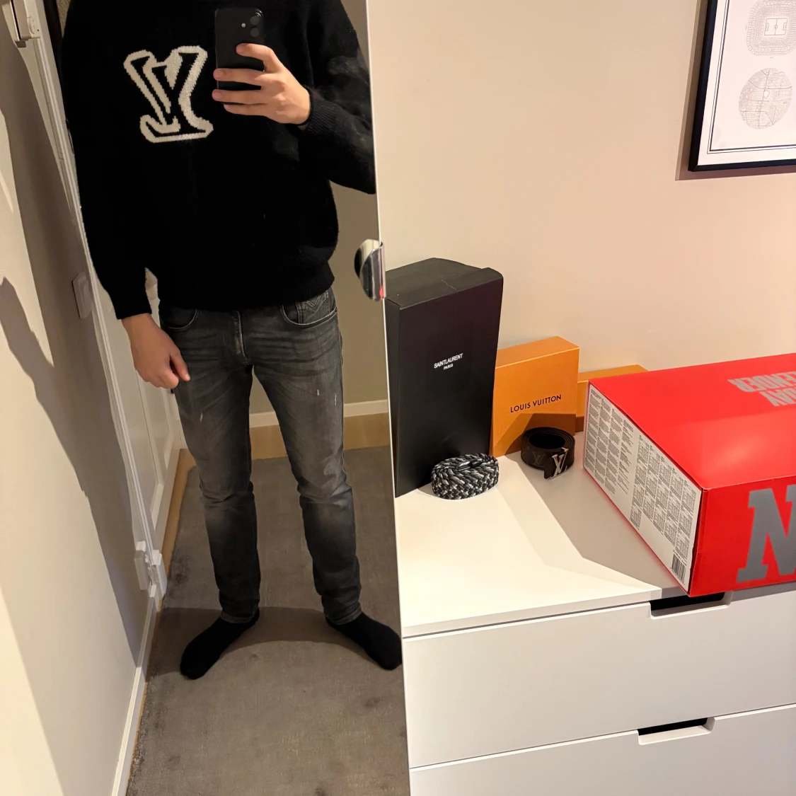 Äkta Svart stickad Louis Vuitton tröja