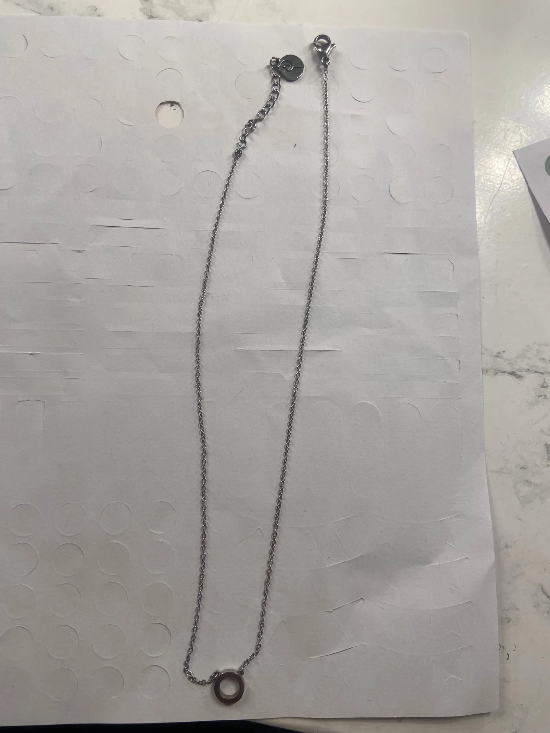 Silverfärgat halsband med cirkelberlock - 1