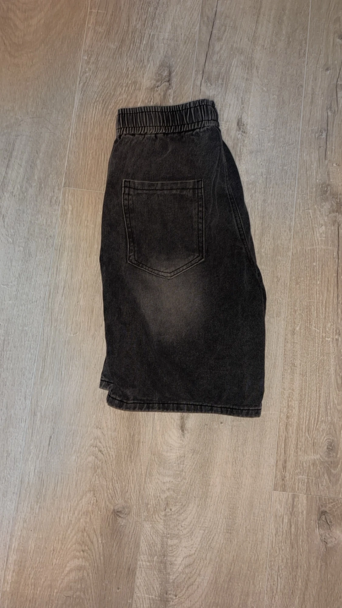 Svarta denimshorts med snöre - 2