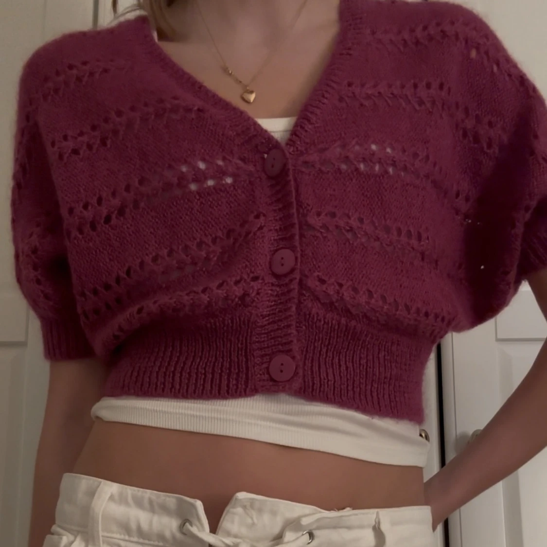 Rosa croppad kofta från H&M