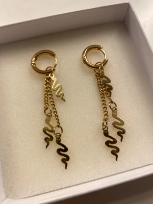 Guldiga örhängen - Snygga örhängen i guld. De har en cool och trendig design som verkligen sticker ut. Perfekta för dig som vill ha något unikt och edgy i smyckeskrinet. Aldrig använda 