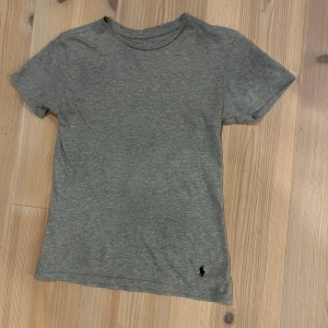 Ralph Lauren T-shirt - Klassisk grå t-shirt från Polo Ralph Lauren i 100% bomull. T-shirten har rund hals, korta ärmar och den ikoniska broderade loggan i mörkblått nedtill.  Str M barn motsvarar ungefär XS dam. Oanvänd. Köpt på Ralph Lauren i New Jersey. 