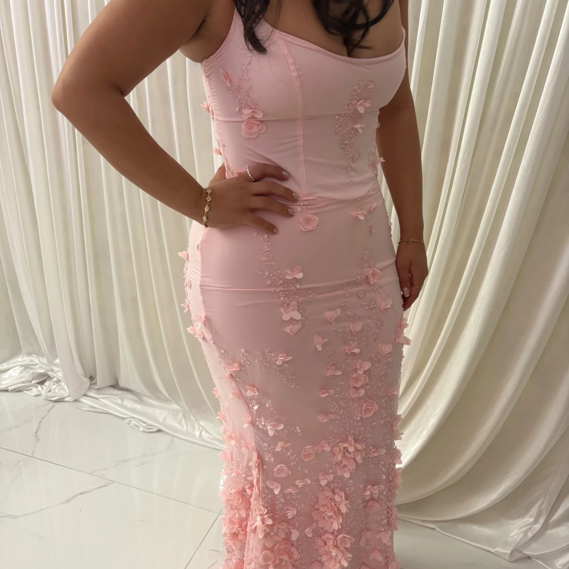 Oh polly Ljusrosa långklänning med blommor - 2