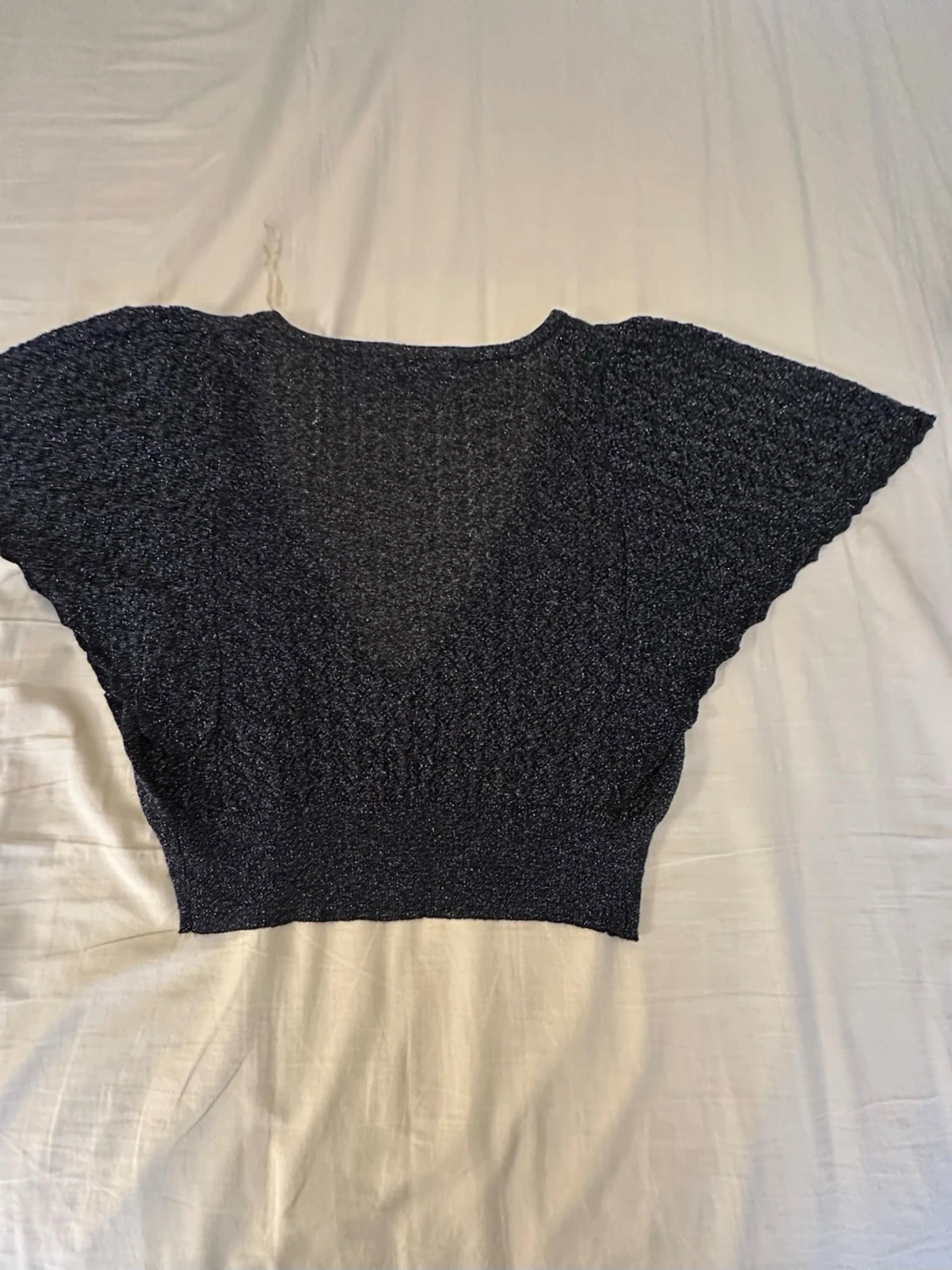 glittery cropped knitted cardigan - 1