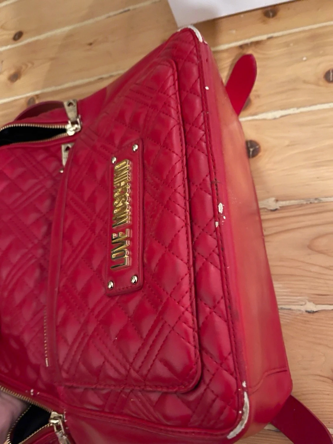 Röd quiltad ryggsäck Love Moschino - 5