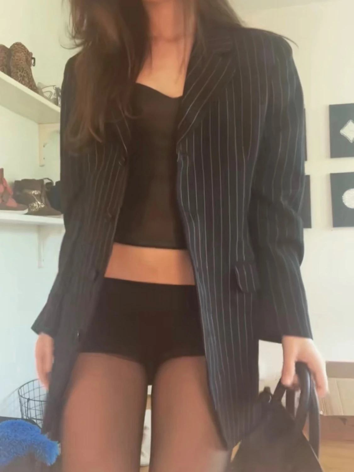 Svart randig kavaj från IMITZ - 6