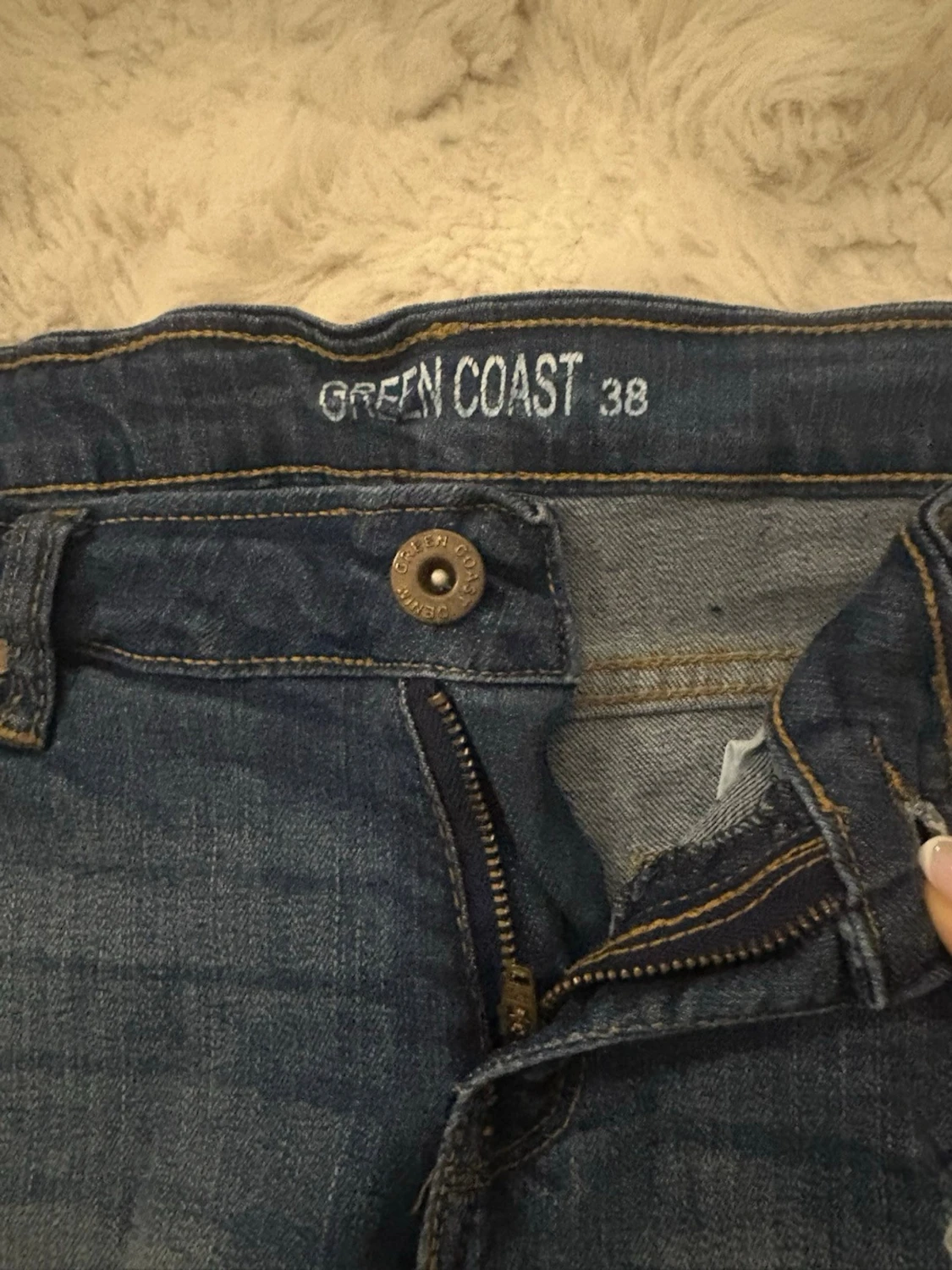 Blå jeansshorts med broderi ifrån  Green Coast - 2