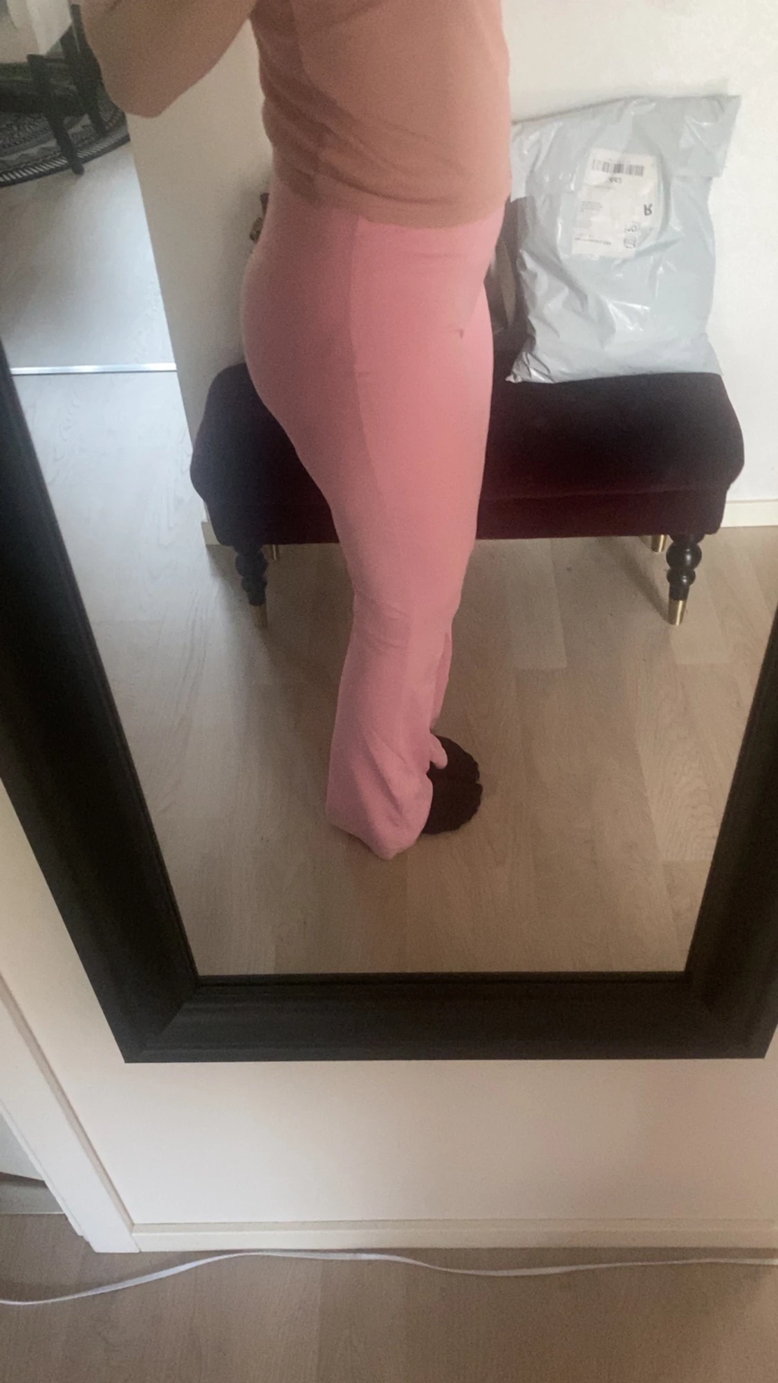 Rosa bootcut byxor med hög midja - 1