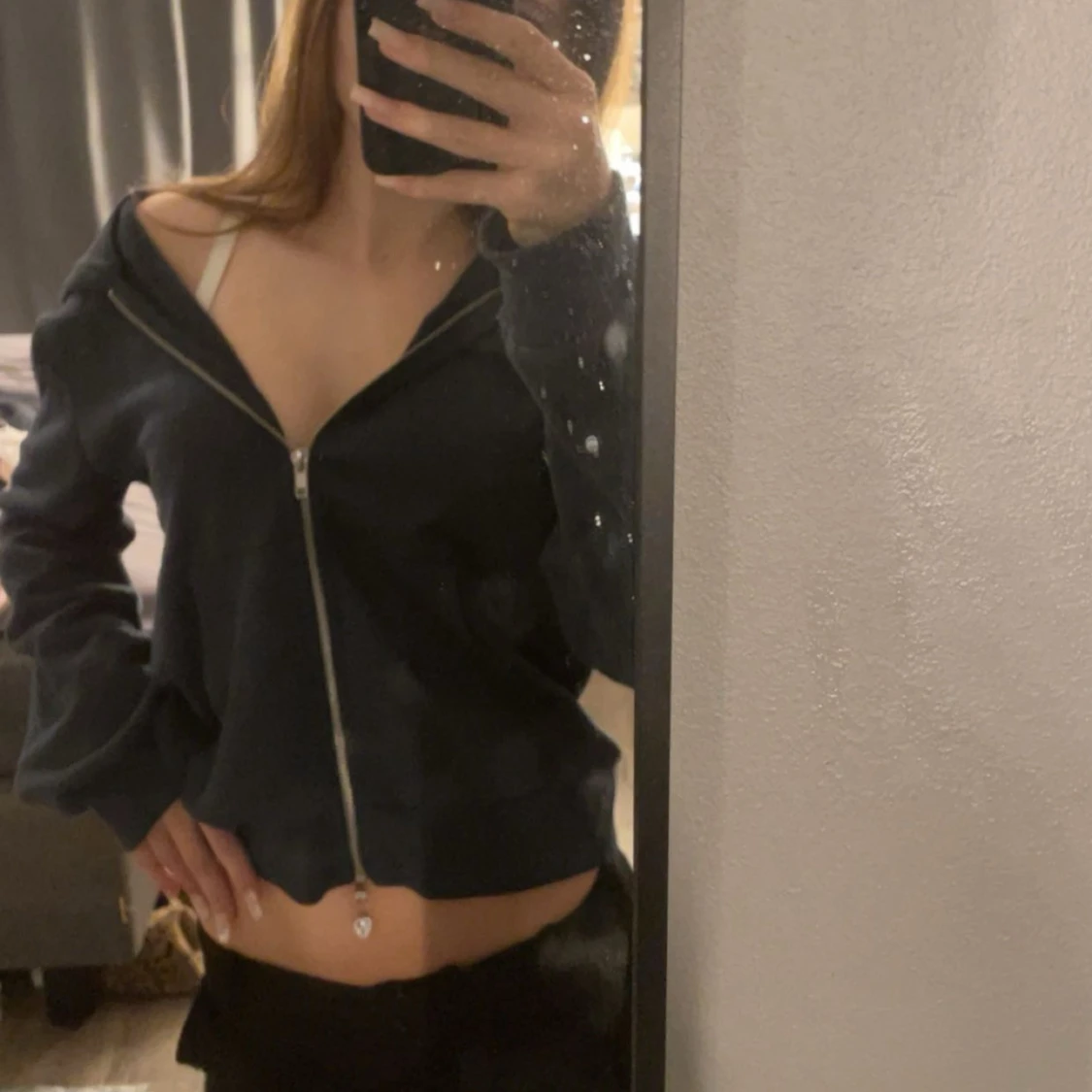 Zip up hoodie marinblå  - 1