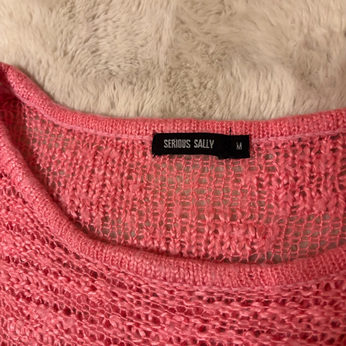 Rosa/korall stickad tröja  - 2