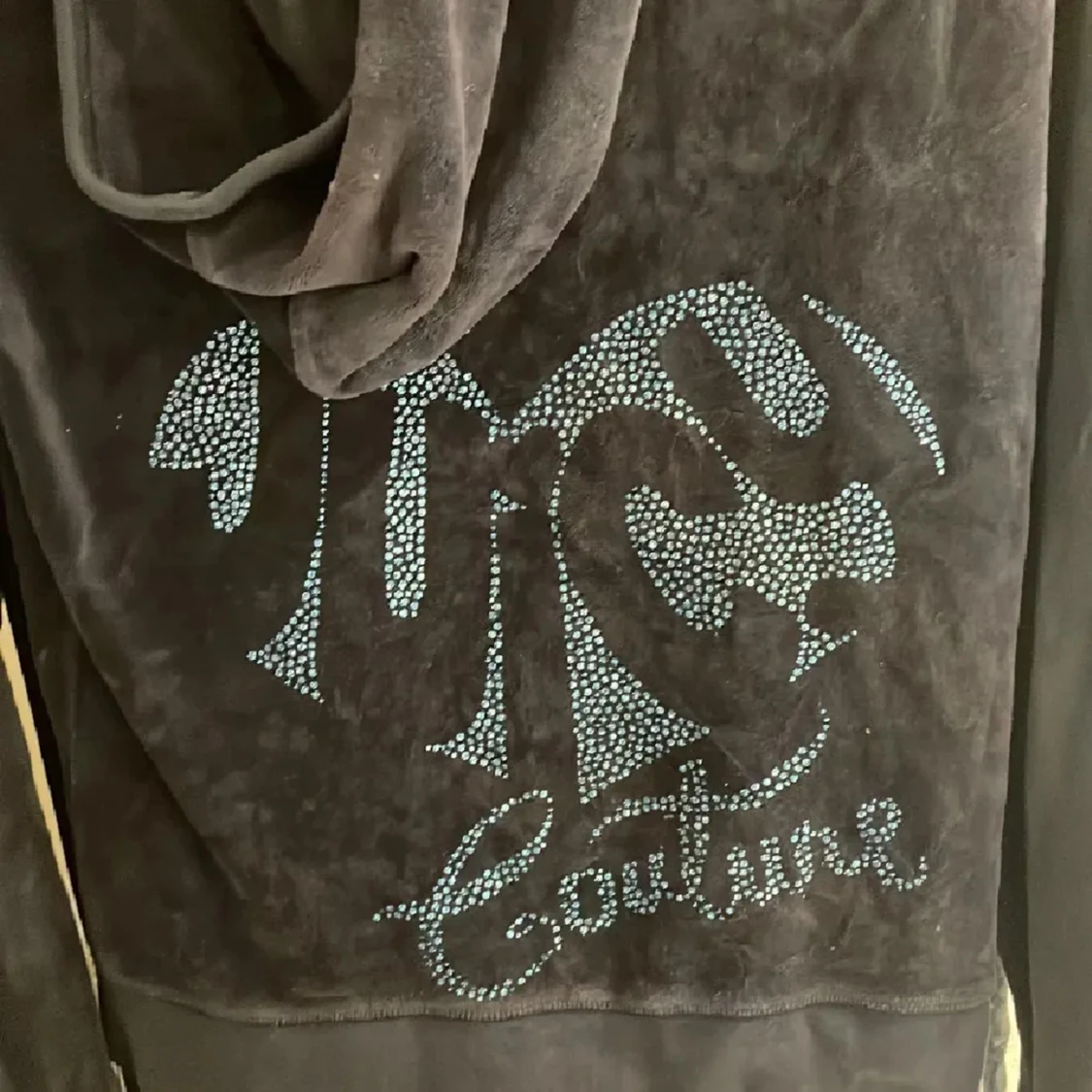 Juicy Couture mörkblå velour hoodie - 1