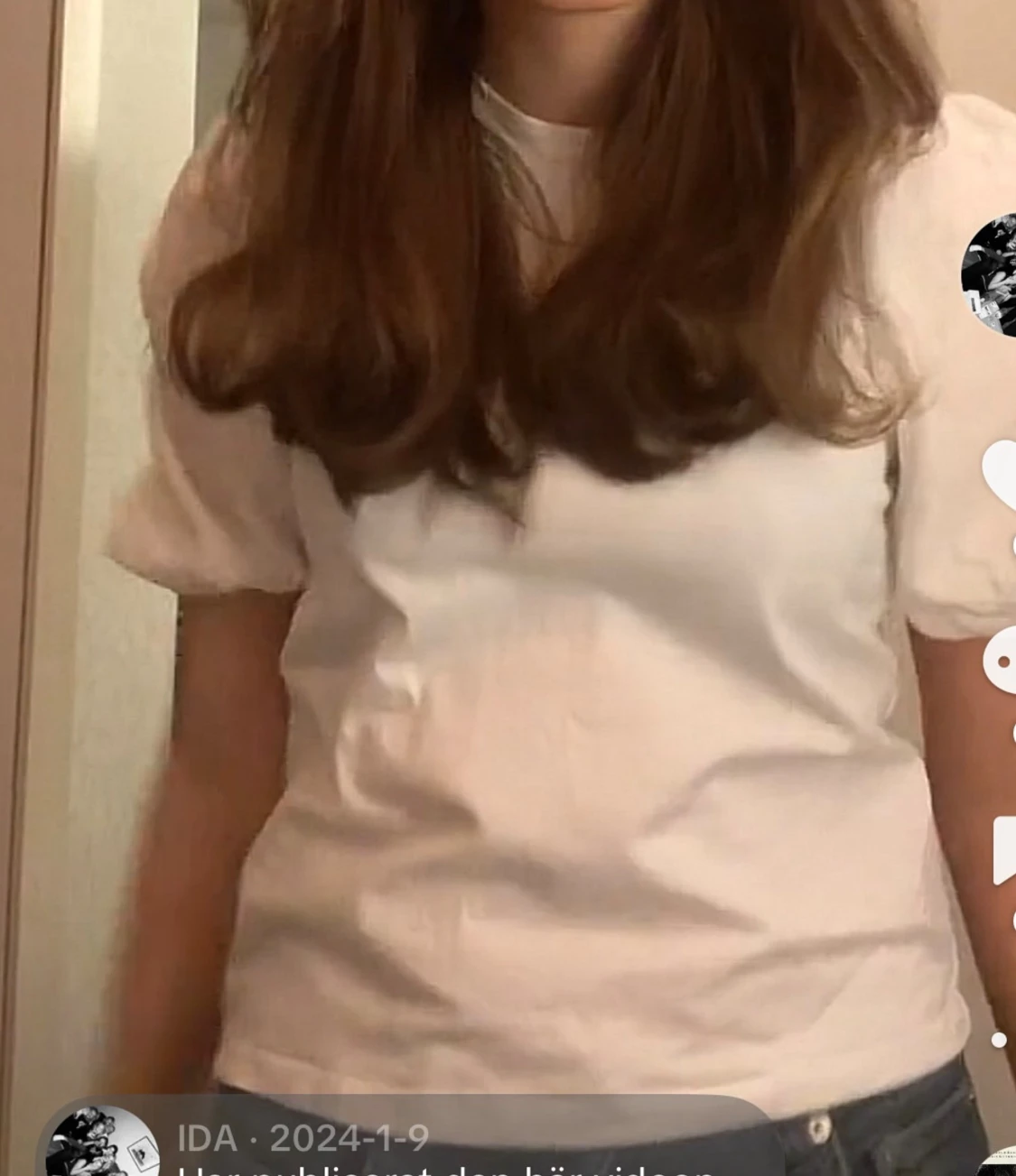 Vit puffärm blus med rund hals - 2