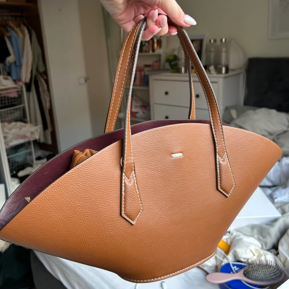 Brun handväska från Zara i skinn