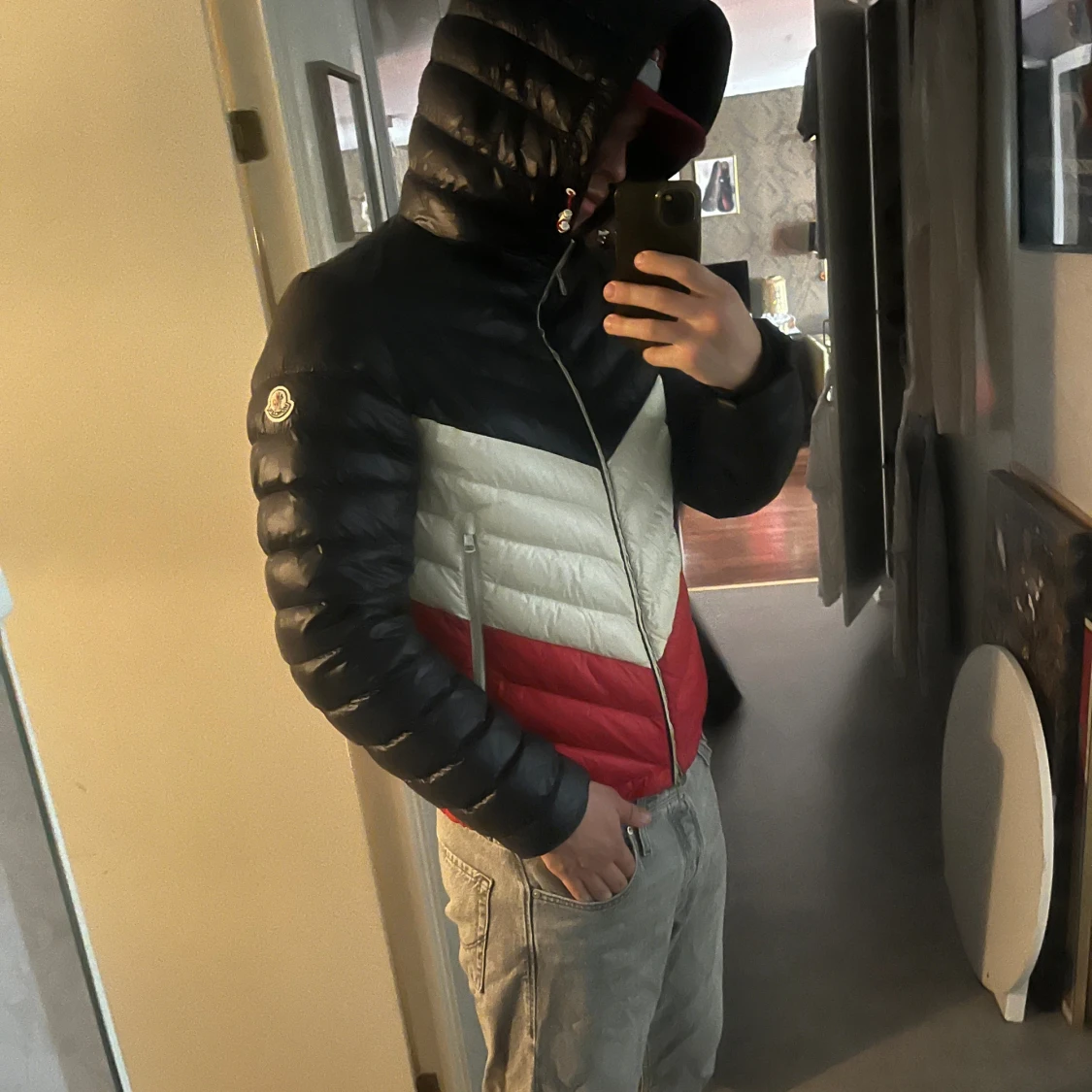Moncler dunjacka med färgblock - 4