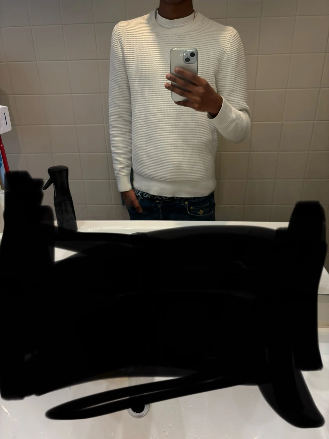 Vit/beige stickad tröja från J.Lindeberg