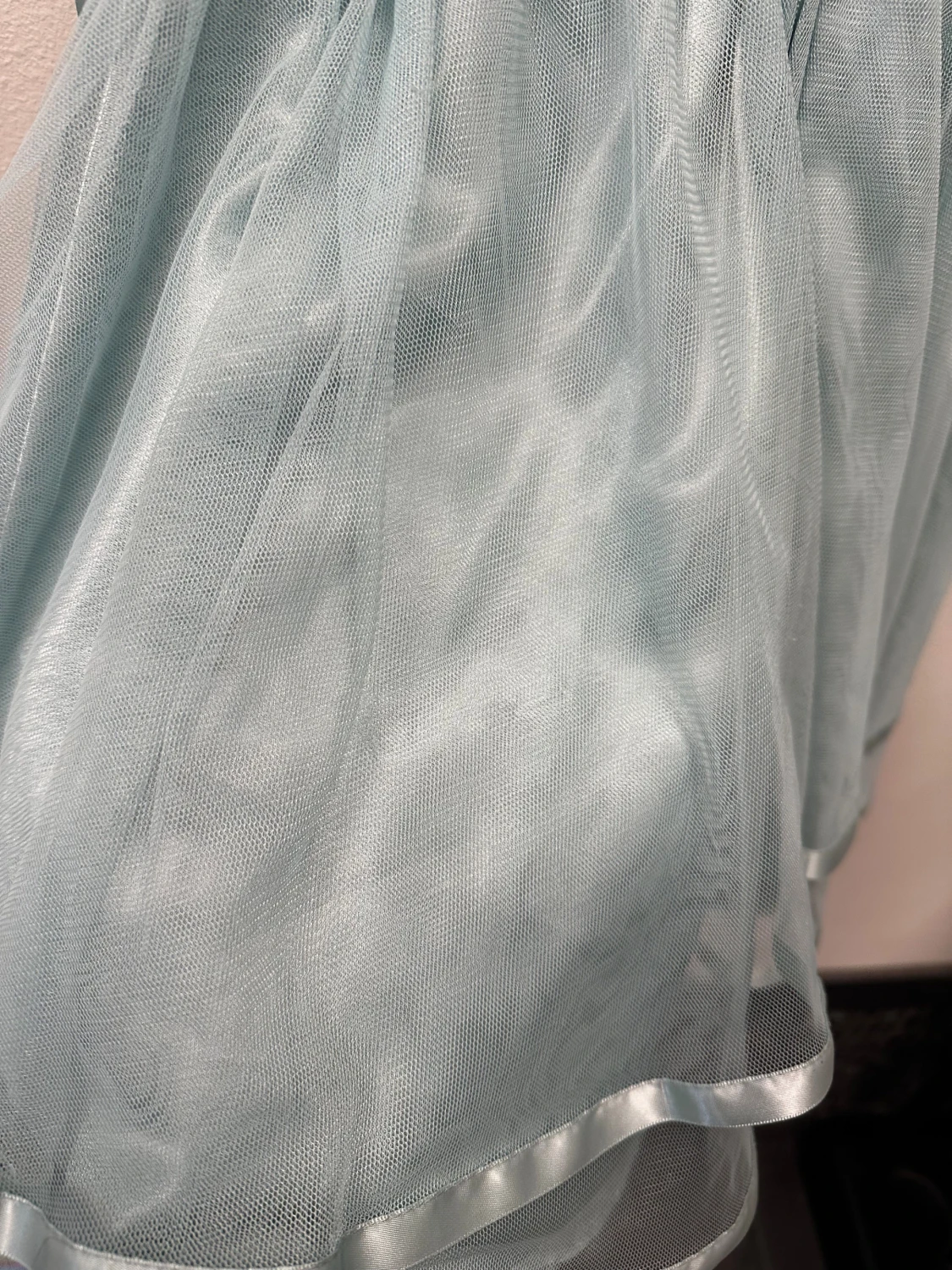 Ljusblå kortklänning med rosett - 2