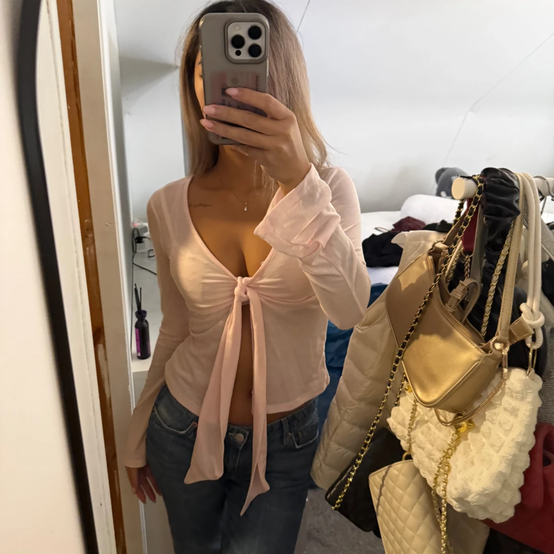 Ljusrosa omlottopp med knyt - 2