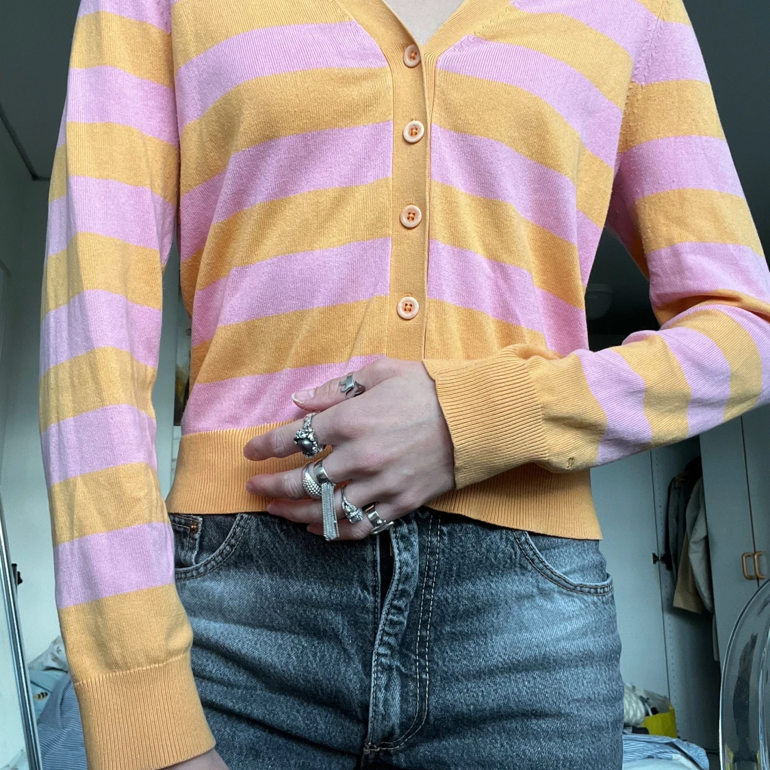 Randig kofta i gult och lila från Gant - 2