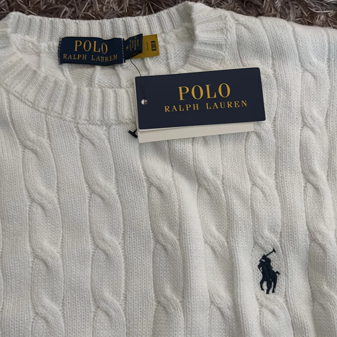 Vit kabelstickad tröja Polo Ralph Lauren - 1