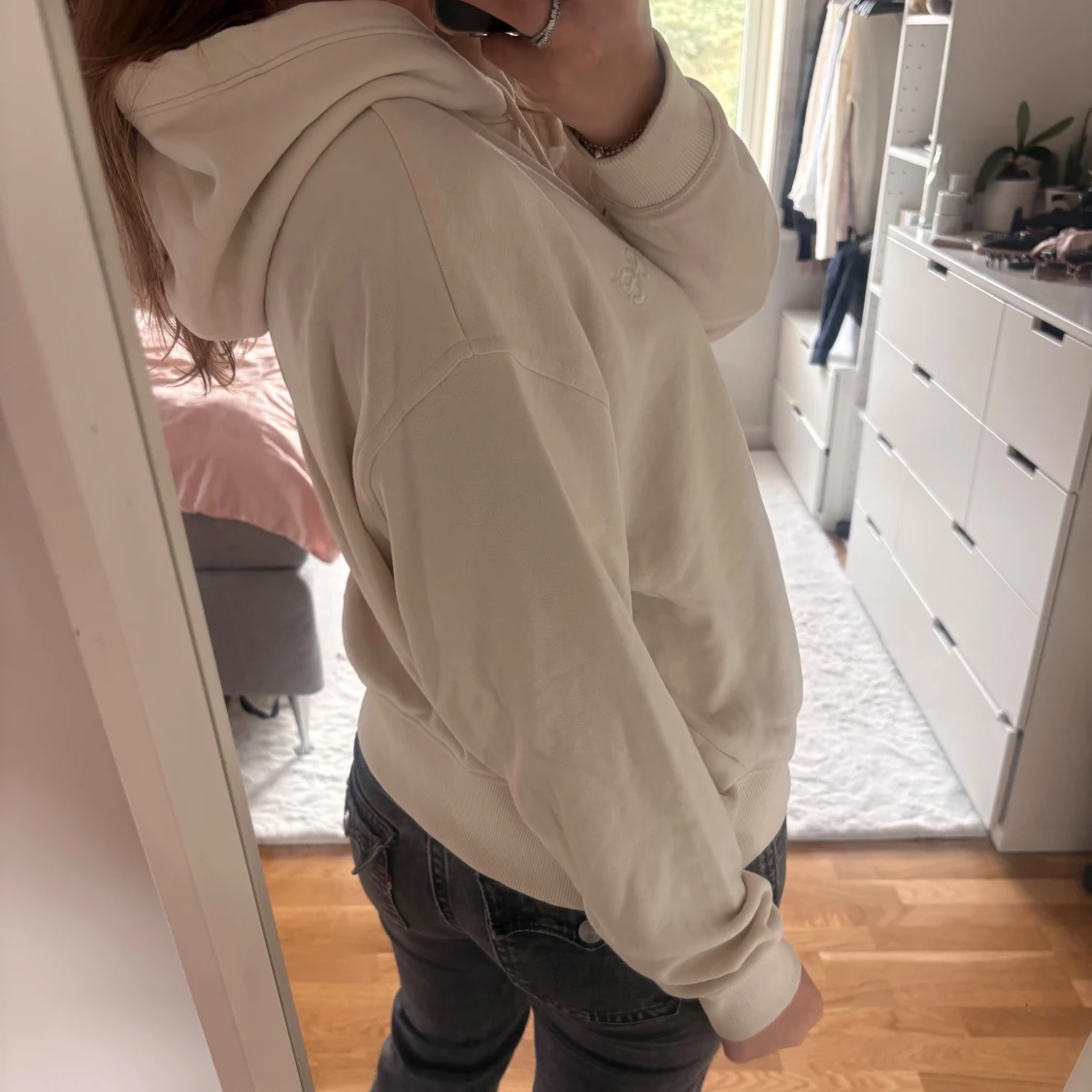 Beige hoodie från Lee med huva - 2