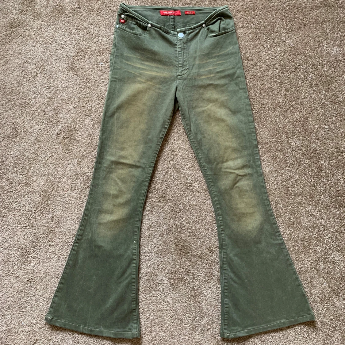 Vintage Miss Sixty khaki utsvängda jeans