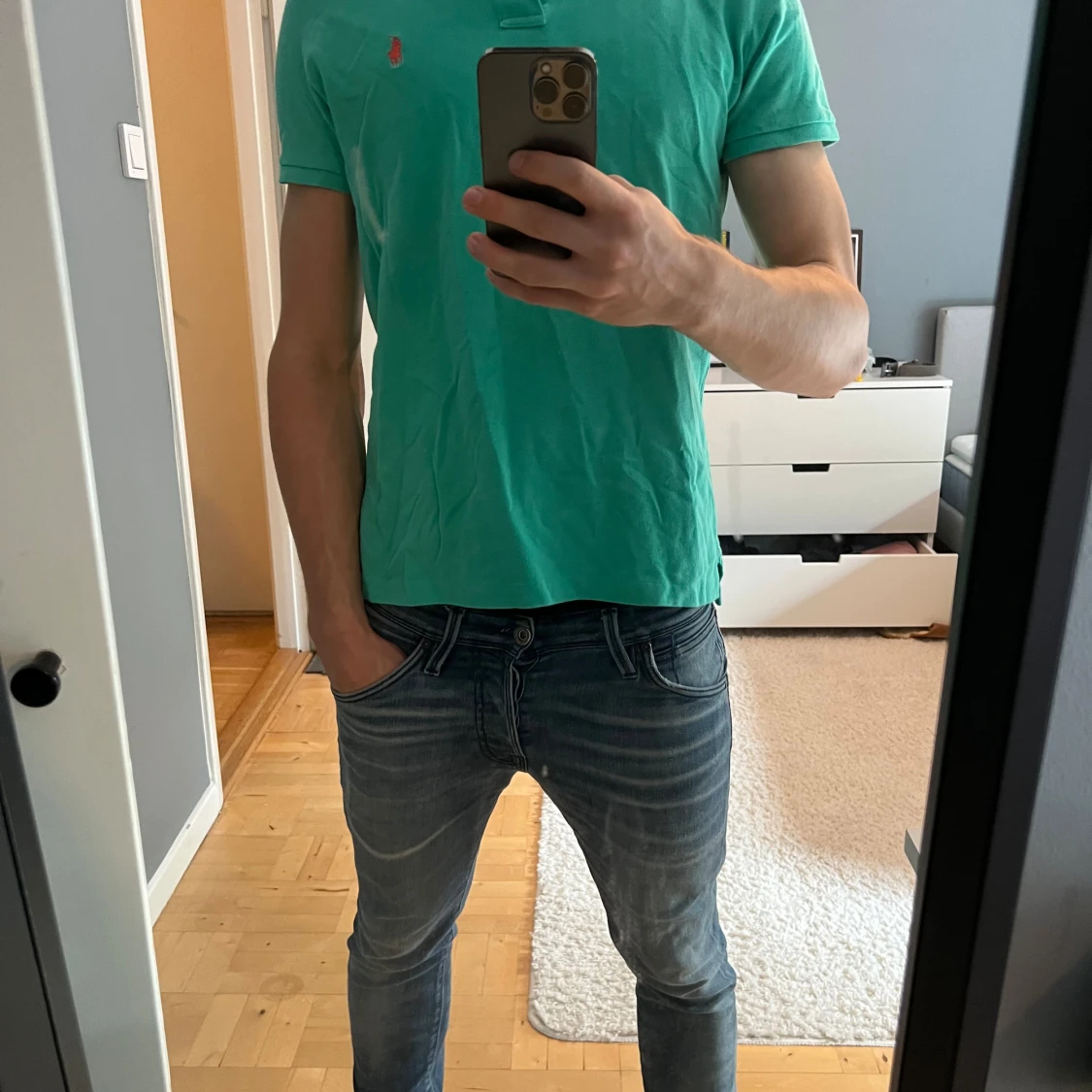 Grön pikétröja från Ralph Lauren M - 1