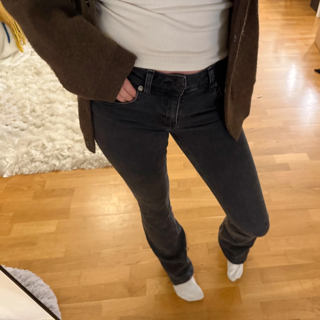 Snygga low boot jeans, svarta 