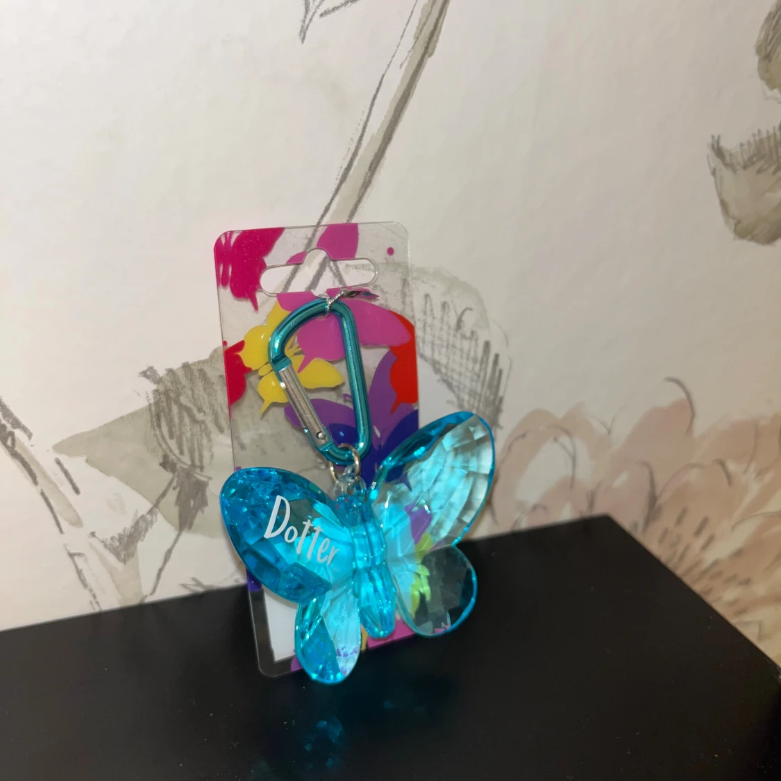 Blå fjäril nyckelring med karbinhake - 1