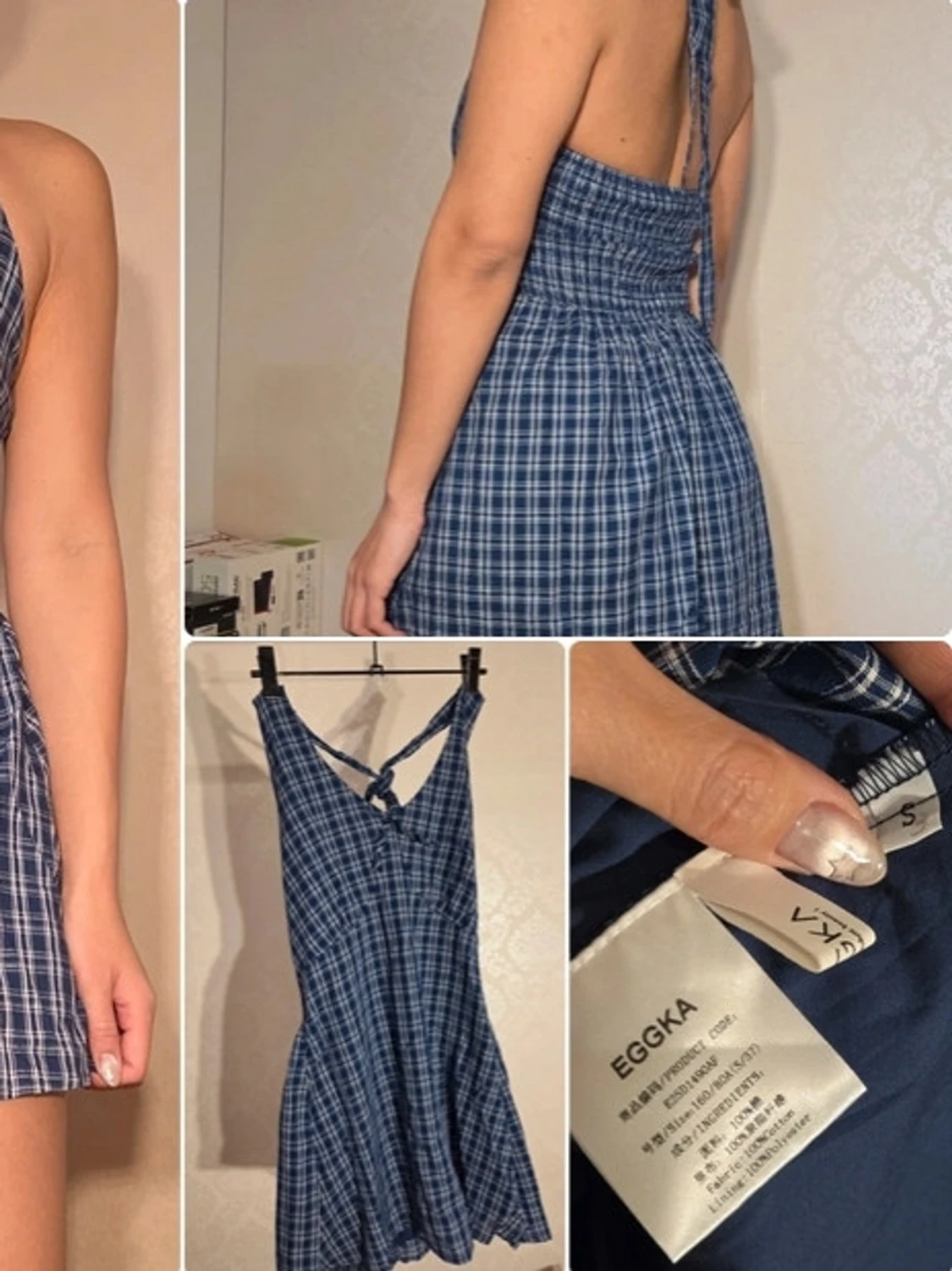 Blå rutig kortklänning från EGGKA - 1