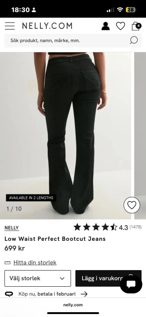 Svarta bootcut jeans från Nelly - Säljer dessa svarta jeansen från Nelly i storlek 34, andvända fåtal gånger och därav väldigt bra skick❤️ 