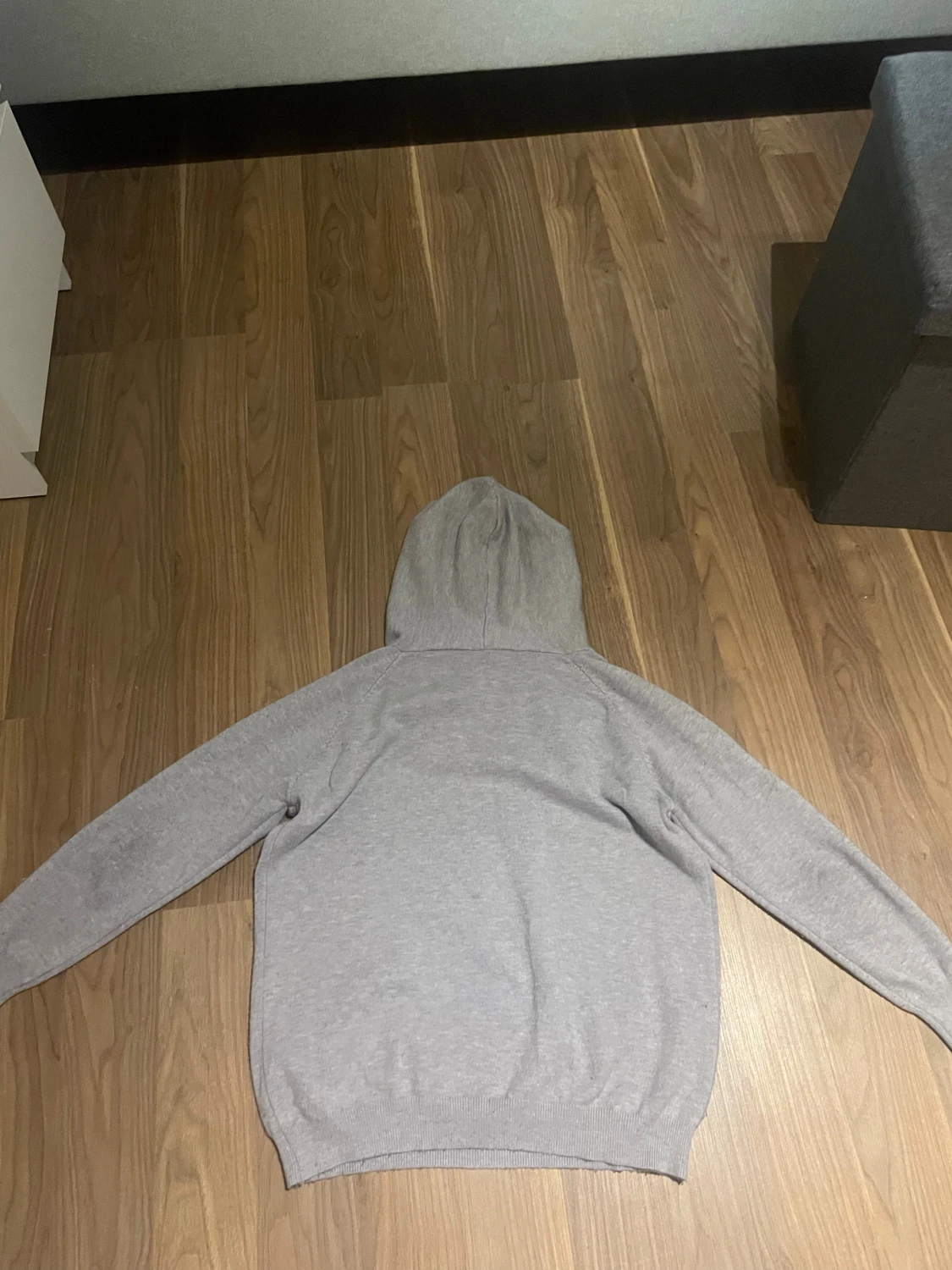 Grå merinoull hoodie - 1