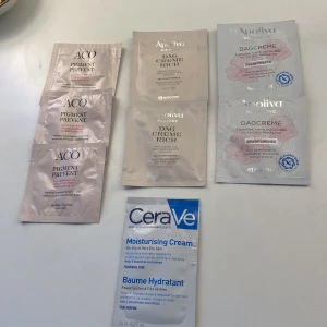 Testpåsar ansiktskräm ACO, Apoliva, CeraVe - Flera testpåsar med ansiktskräm från ACO Pigment Prevent SPF 50, Apoliva Dagcreme och Dagcreme Rich samt CeraVe Moisturising Cream. Perfekt för dig som vill prova olika återfuktande och vårdande krämer. Innehåller både parfymfria och milda alternativ för känslig hud.