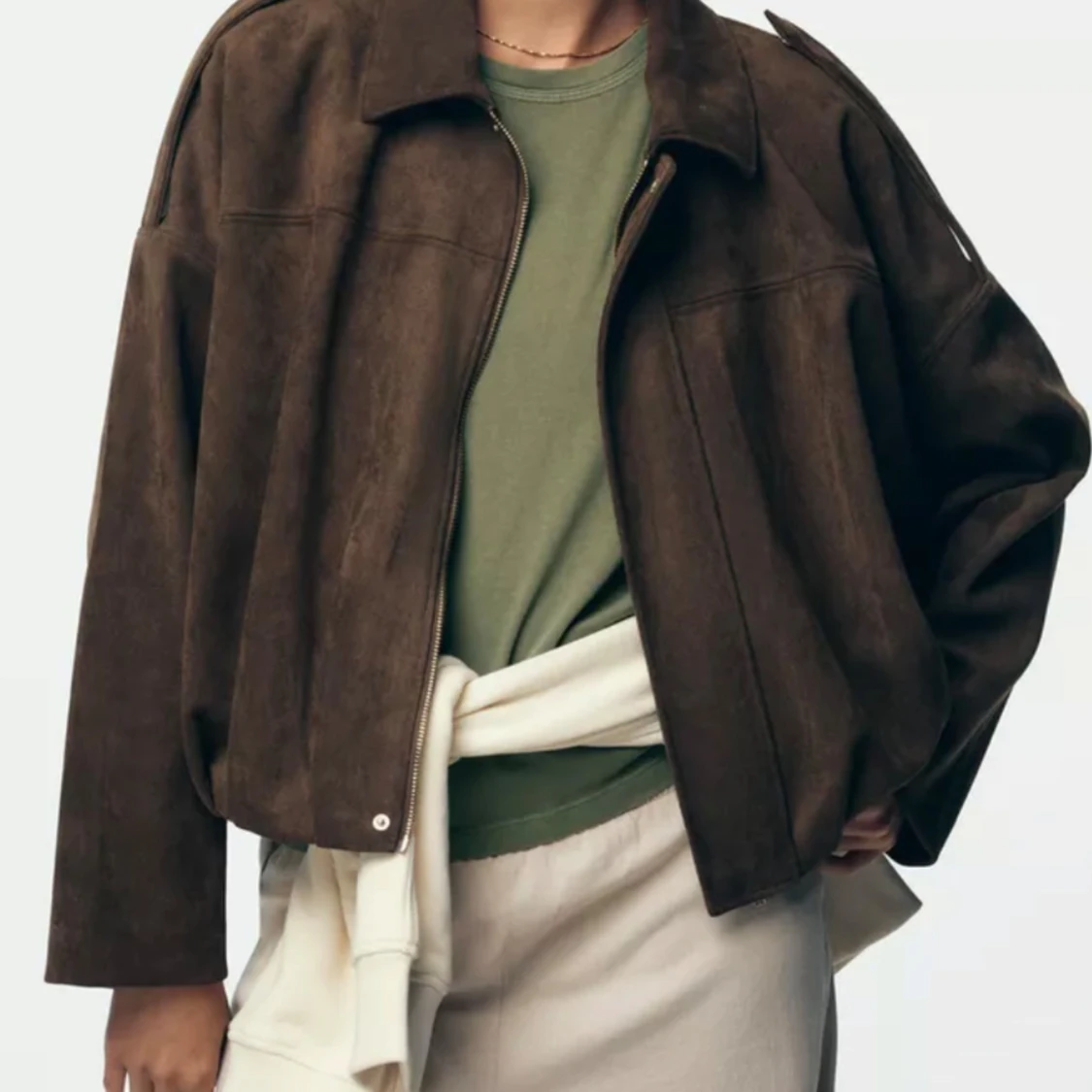 Brun mockajacka med dragkedja